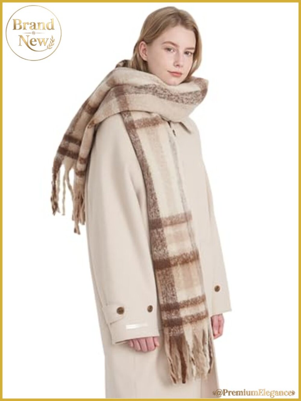 Women's Plaid Shawl Wrap Fringe Poncho Blanket Scarf Soft Cozy